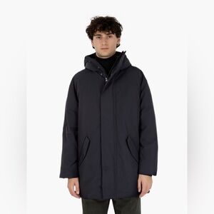 Individual Dark Navy Blue Warm Long Hooded Parka High Quality, Men's size L